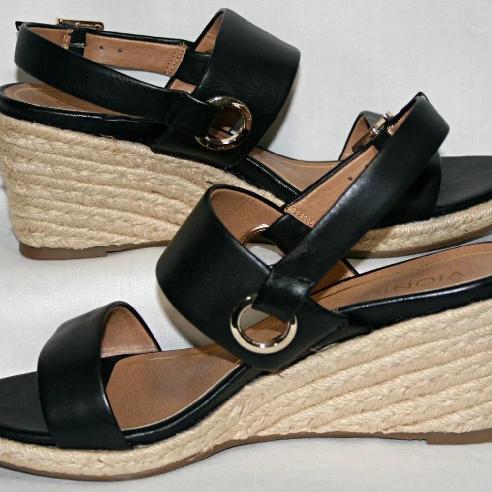 Vionic Black Wedge Sandals - Picture 6 of 8
